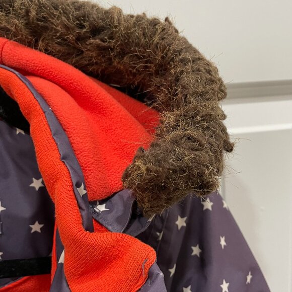 Girls Boden Coat Kids Size 6-7 Purple with Stars & Matching Gloves - Picture 10 of 16